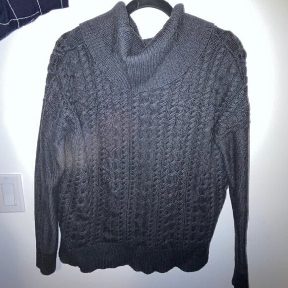 American Eagle Outfitter Women's Black Knit Cowl Neck Long Sleeve Sweater Large - Picture 5 of 5